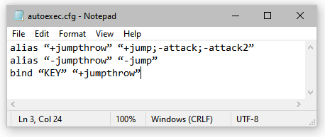 Jump throw bind CSGO using autoexec config file
